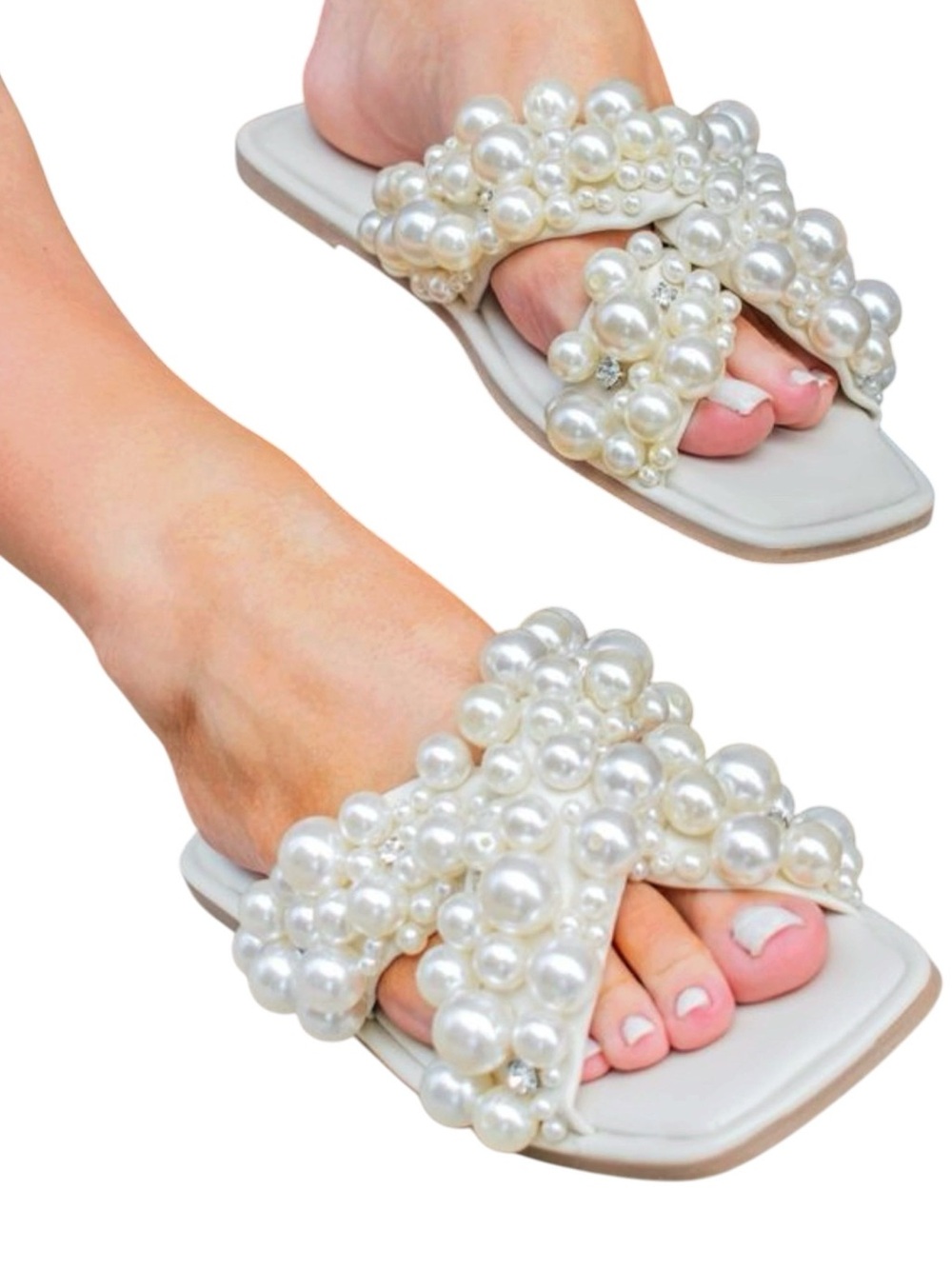 {Steve Madden} Duri Imitation Pearl Slide Sandals